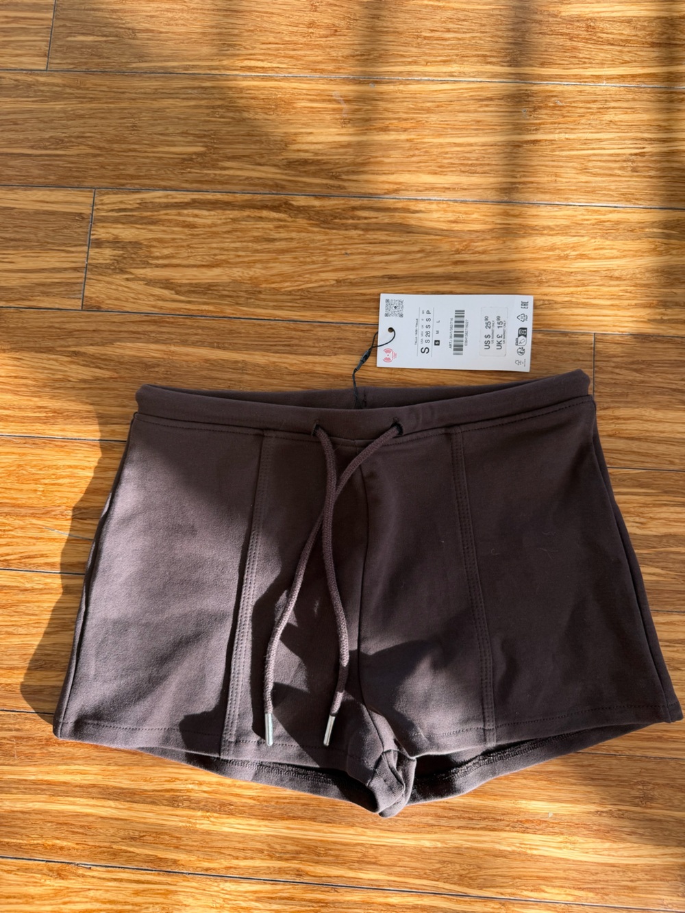 Zara Women's Dark Brown Bike Shorts with Drawstring